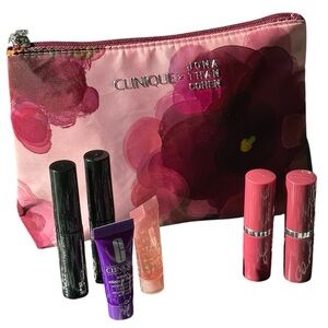 Clinique Mascara and Lip Set with Pink Floral Bag